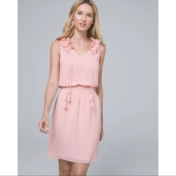 White House Black Market Dresses & Skirts - WHBM Goddess Pink Ruffle-Collar Blouson Dress Size 10 NWT